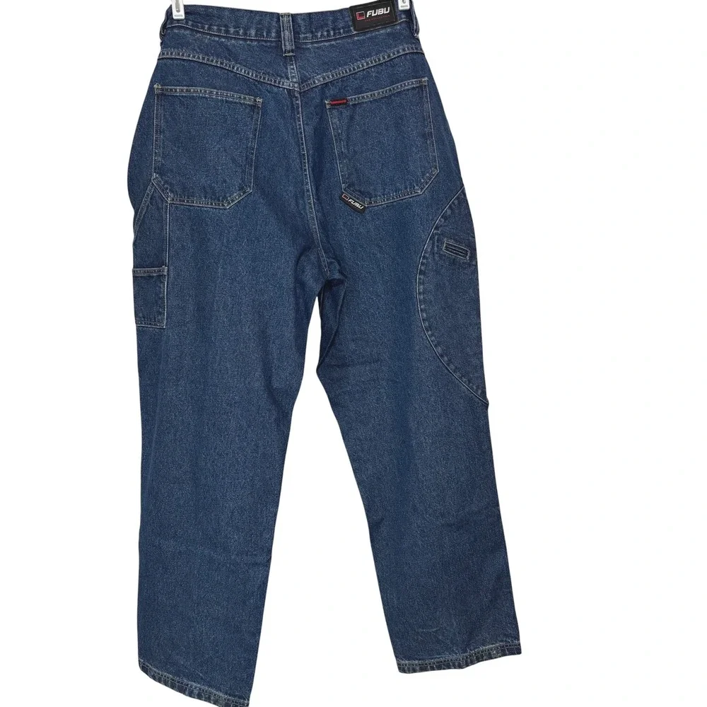 FUBU Carpenter Jeans Mens Blue Cotton Vintage 90s Y2K Baggy Hip Hop W40 L34